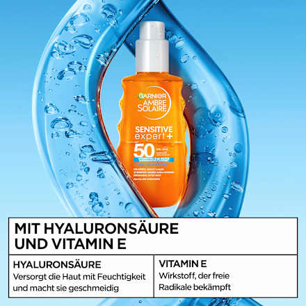 Sonnenspray sensitiv expert+ hydrating sun water, LFS 50 Garnier Ambre Solaire