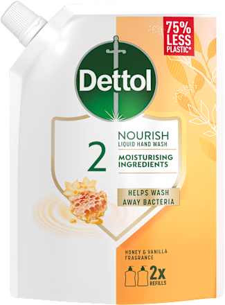 Flyékony szappan utántöltő Nourish, méz és vanília illattal Dettol