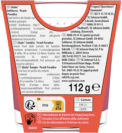 Duftkerze im Glas Peach Paradise glade