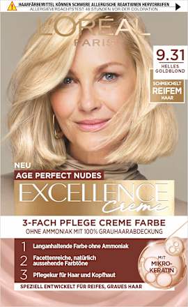 Haarfarbe Creme Age Perfect Nudes 9.31 Helles Goldblond L'ORÉAL PARiS EXCELLENCE Creme