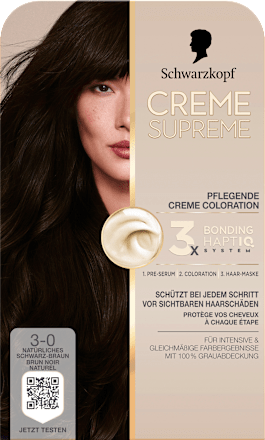 Dauerhafte Coloration Creme Supreme 3-0 Natürliches-Schwarzbraun Schwarzkopf CREME SUPREME