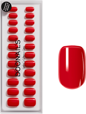 Künstliche Nägel, Soft Gel Press Ons Rose Red Short Square Doonails