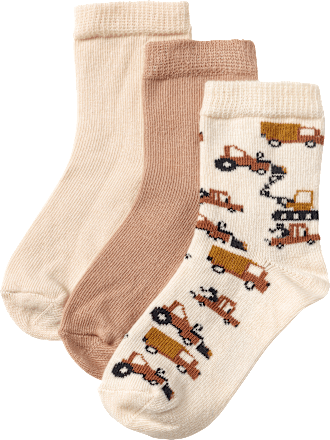 Socken mit Baustellen-Muster, beige + braun, Gr. 27/29 ALANA