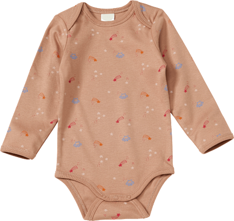 Body Langarm mit Weltall-Muster, braun, Gr. 98/104 ALANA