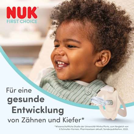 Schnuller First Choice Silikon, blau/creme, 0-6 Monate NUK