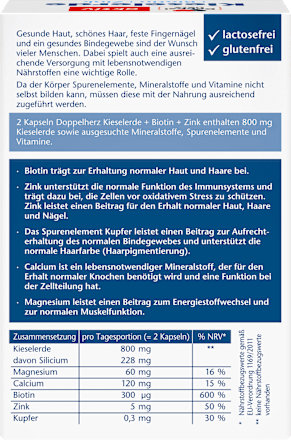 Kieselerde + Biotin + Zink Kapseln 40 St Doppelherz