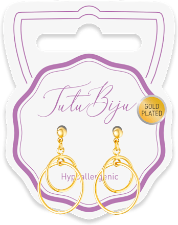 Orecchini pendenti Duo Ring oro, 2pz Tutu Biju