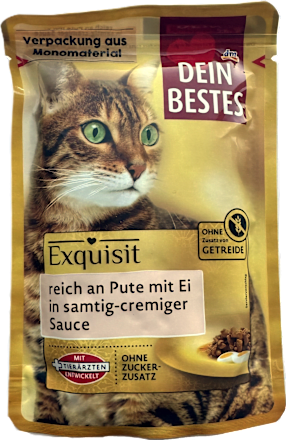 Potpuna hrana za mačke Exquisit – puretina i jaje u umaku DEIN BESTES
