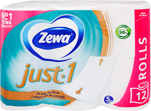 Toalettpapír Just One, 12 tekercs 5 rétegű, 840 lap ZEWA