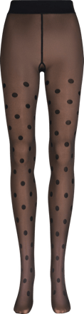 Strumpfhose Warm & Transparent Strapazierfähig schwarz mit Polka Dots, Gr. 44-48 nur die