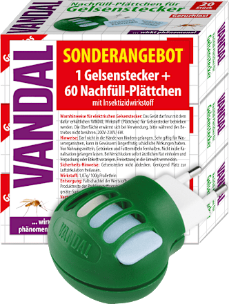 Mückenstecker und Nachfüll-Plättchen VANDAL