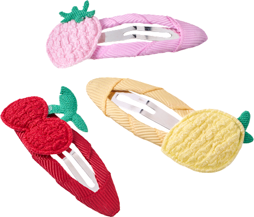 Haarclips Erdbeere, Zitrone, Kirsche ebelin