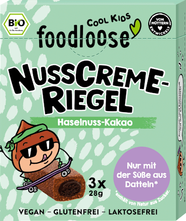 Schokoriegel Nusscreme Haselnuss-Kakao foodloose