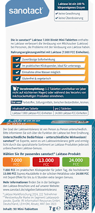 Laktase 7000 Direkt Mini Tabletten 90 St sanotact