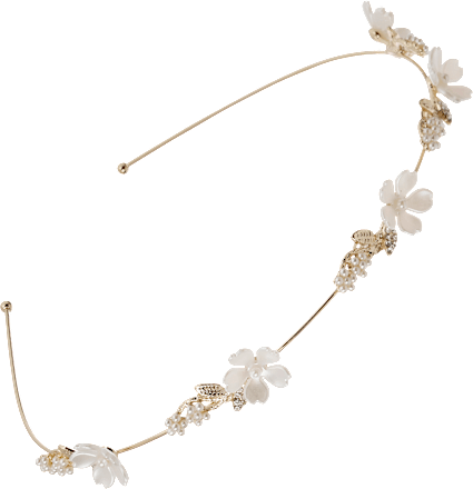 Haarreif Metall mit Blumenapplikationen Gold-Optik ebelin