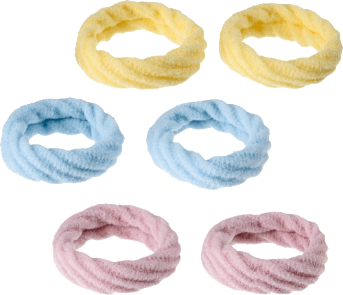 Haargummi weich gelb, flieder, blau ebelin