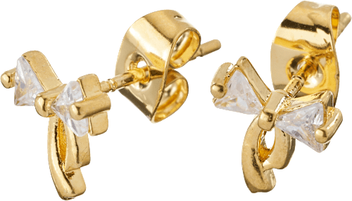 Ohrstecker vergoldet Schleifenform mit Glitzer ebelin