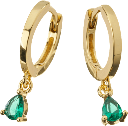 Kolczyki pozłacane z zielonym kryształkiem ebelin