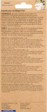 maska na spaní s chladivým gelem, více variant ebelin