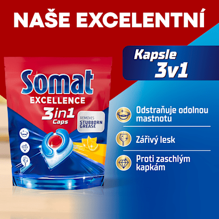 Excellence kapsle do myčky 3v1 Lemon MEGA Somat