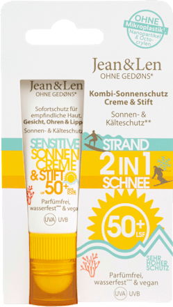 Sonnenschutz Kombi Gesicht Creme & Stift, LSF 50+ Jean&Len