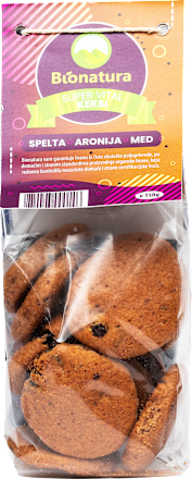Super vital keksi od spelte i aronije s dodatkom grožđica i meda Bionatura