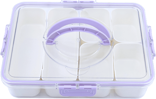 Snackbox mit Einzelfächern & Griff aus Kunststoff, lila/offwhite  Dekorieren & Einrichten