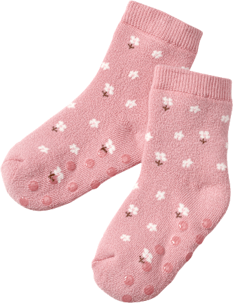 ABS Socken mit Blumen-Muster, rosa, Gr. 23/26 ALANA
