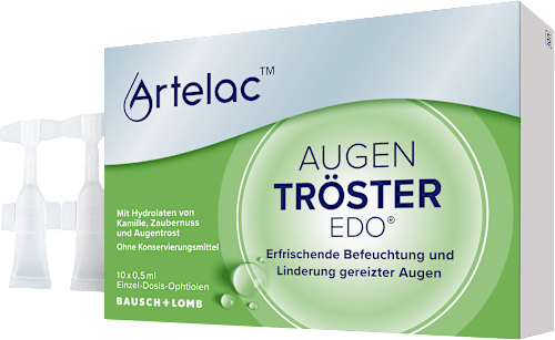 Artelac AUGEN TRÖSTER EDO 10 x à 0,5ml Erfrischende Befeuchtung und Linderung gereizter Augen Mit Hydrolaten von Kamille,Zaubernuss und  Augentrost Artelac