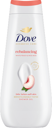 Sprchovací gél Advanced Care Rebalancing, White Peach & Rice Milk Dove