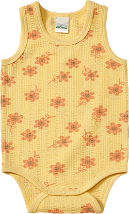 Body Ärmellos mit Blumen-Muster, gelb, Gr. 98/104 ALANA