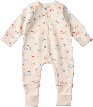 Schlafanzug mit Tier-Muster & Mitwachsfunktion, weiß, Gr. 46/48 ALANA