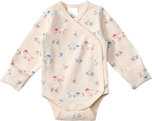 Wickelbody Langarm mit Tier-Muster, weiß, Gr. 46/48 ALANA