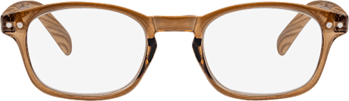 Fertig-Lesebrille glänzend/transparent braun Holzoptik +2,00 Visiomax
