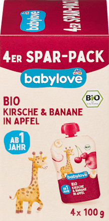 Quetschie Banane & Kirsche in Apfel ab 1 Jahr (4x100 g) babylove