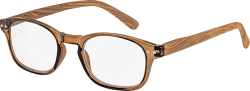 Fertig-Lesebrille glänzend/transparent braun Holzoptik +3,00 Visiomax