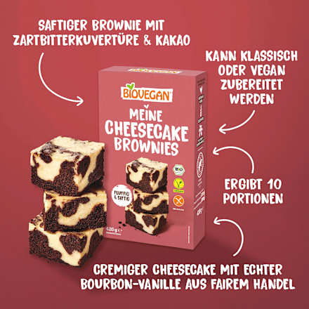 Backmischung, Meine Cheesecake Brownies BIOVEGAN