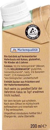 Bio Haferdrink Kakao Kids, ab 3 Jahren dmBio