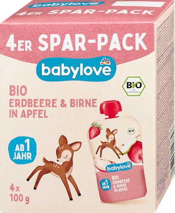 Bio sadni žepek z okusom jagode, hruške in jabolka, 4 x 100 g babylove