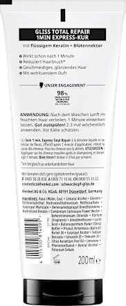 Haarkur Total Repair 1 Min Express-Kur  Schwarzkopf GLISS