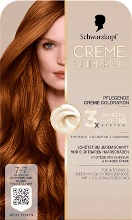 Haarfarbe 7-7 Dunkles Kupferblond Schwarzkopf CREME SUPREME