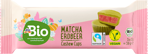 košíčky kesu, jahody & matcha dmBio