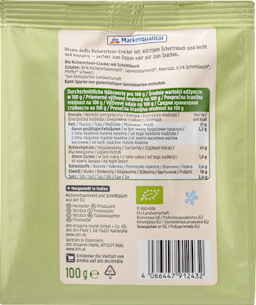 Cracker, Kichererbse mit Schnittlauch dmBio