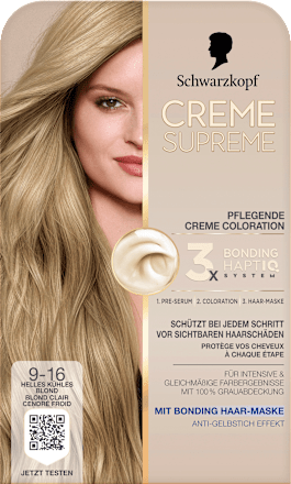 Haarfarbe 9-16 Helles kühles Blond Schwarzkopf CREME SUPREME