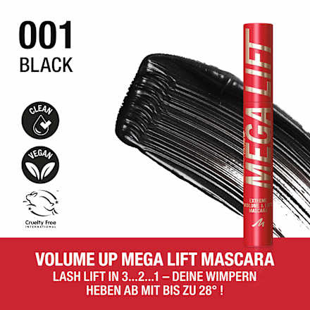 Mascara Volume Up Mega Lift 001 Black MANHATTAN Cosmetics