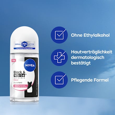 Antitranspirant Deo Roll-on Black & White Invisible Clear NIVEA