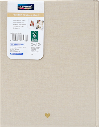Leinenalbum Love 18x24 cm, beige Paradies