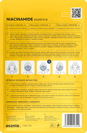 Textilná pleťová maska Niacinamide essence ASANTE