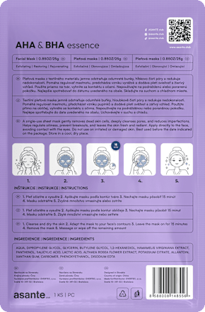 Textilná pleťová maska AHA & BHA essence ASANTE