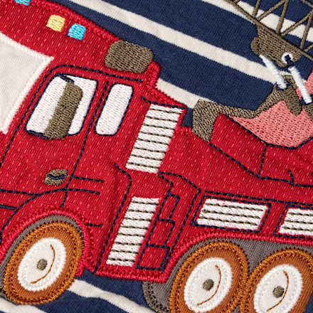 Sweatshirt mit Feuerwehr-Applikation & Ringel-Muster, blau, Gr. 110 ALANA